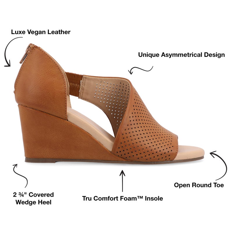 Journee Collection Women's Tru Comfort Foamâ„¢ Aretha Wedge Sandals Cognac 10 Medium - Image 2